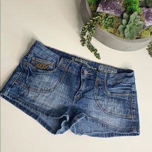 Rocks & Indigo Denim Juniors 9 Embroidered Shorts